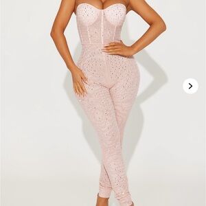 Fashion Nova Blush Strapless Jumpsuit